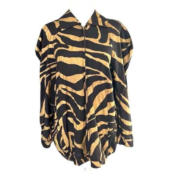 Vintage Norma Kamali gold lamé tiger Print Jacket Size Small - Picture 1 of 10